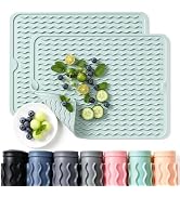 CAKETIME 2 Pack Silicone Dish Drying Mat for Kitchen Counter Baking Cooking Grilling Coffee Must ...