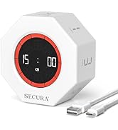 Secura Pomodoro Timer, Rotating Cube Time Tracker, Flip Gravity Sensor with 7 Presets(1/3/5/10/15...