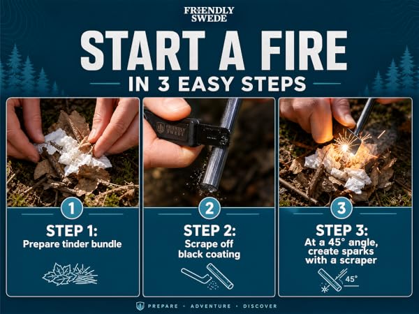 fire starter ferro rod 15,000+ strikes: light thousands