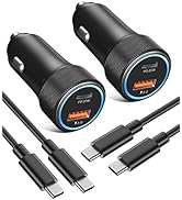 USB C Car Charger 2-Pack, Eversame 36W PD3.0 & QC3.0 Dual USB Fast Car Charger Adapter for Samsun...