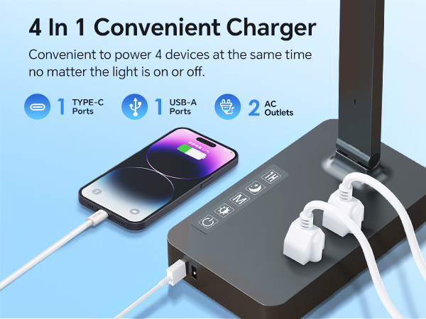 Desk Lamp with USB Charging Port