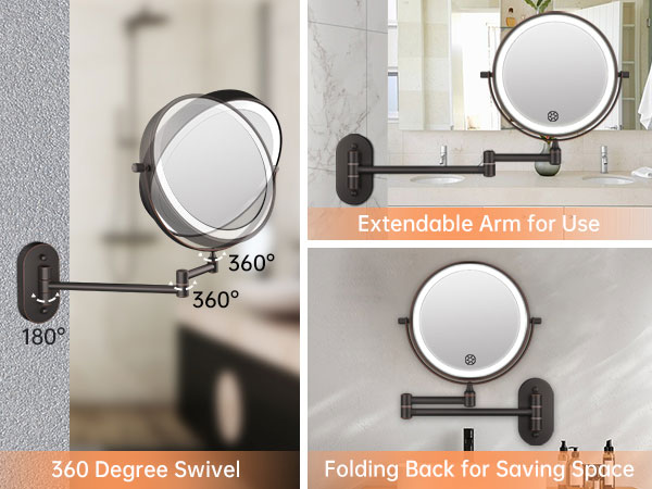 Extendable Wall Mounted Makeup Mirror