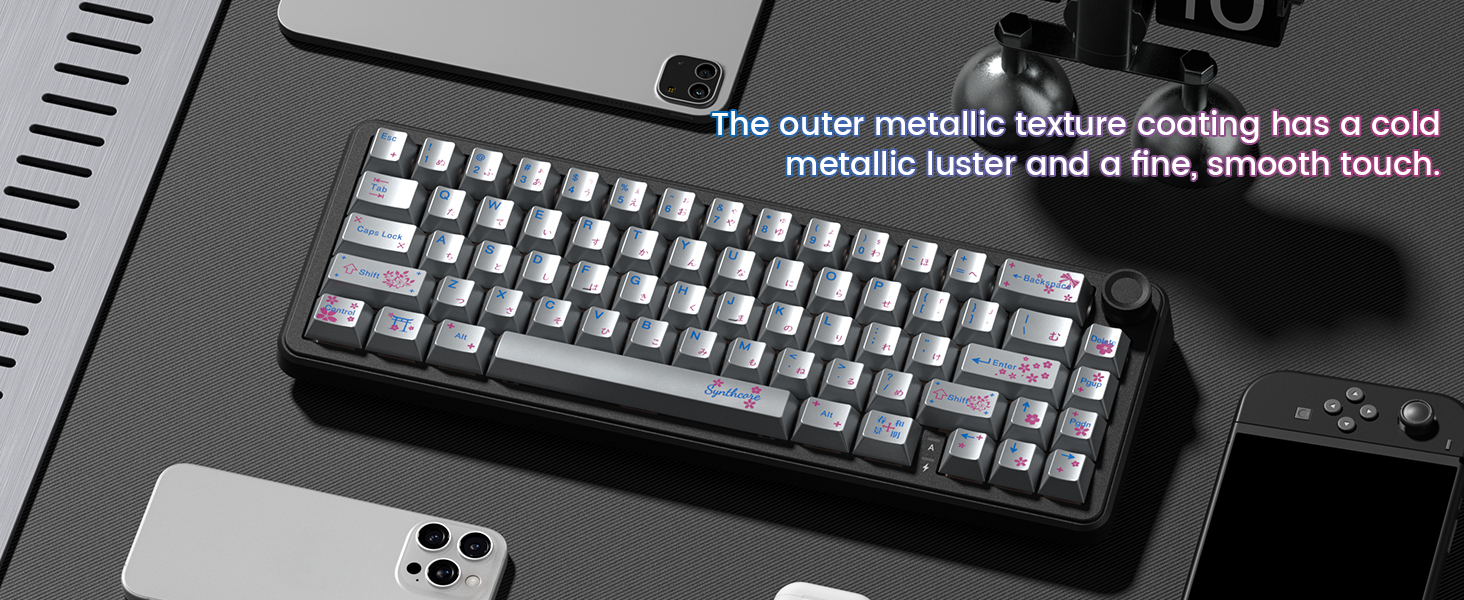 Keyboard keycaps Set, Double Shot PBT keycaps,Cherry Profile Custom Key caps Metal Coating,Silver