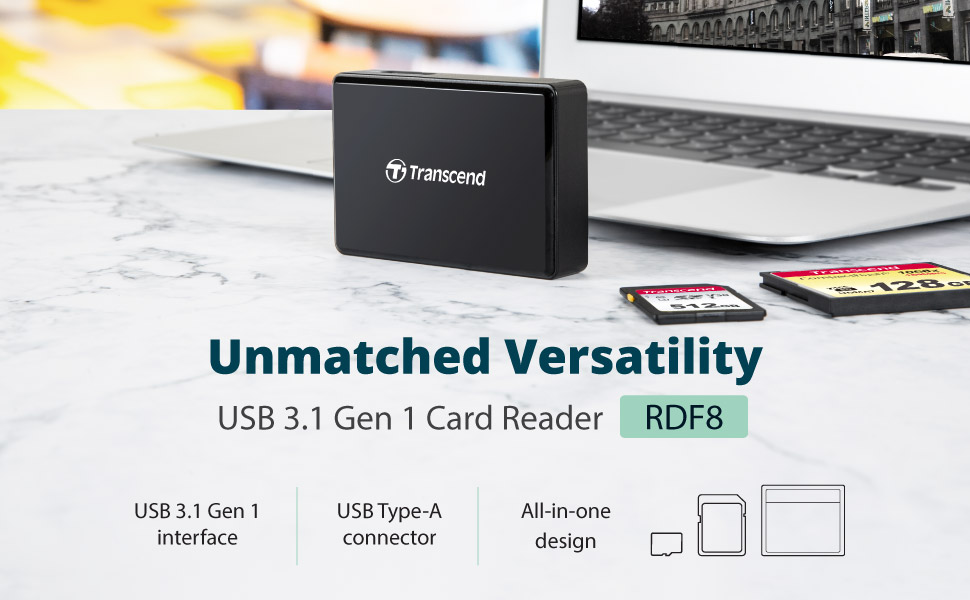 All-in-1 Multi Memory Card Reader, USB 3.0/3.1 Gen 1, Black