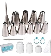 Kasmoire 11 Pcs Extra Large Piping Tip Set,Stainless Steel Cake Decorating Icing Tips Nozzles,Pro...