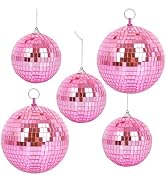 5 Pack Mirror Balls for Disco DJ Club Party Wedding Home Decor, Muscab Disco Ball Ornaments with ...