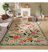 Rugcomf Living Room Rug 5x7 Rug Machine Washable Boho Area Rug Non Slip Floral Vintage Low Pile L...
