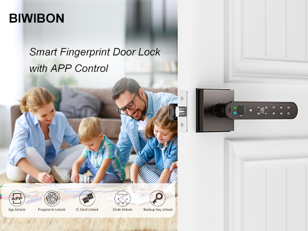 BIWIBON Fingerprint Door Lock Grey