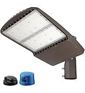 LEONLITE 300W LED Parking Lot Light, Adjustable Arm Mount, UL &amp; DLC Listed, Dusk to Dawn Shoebox ...