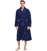 Inner Wish Mens Plush Fleece Robe, Highly Absorbent Cozy Warm Bathrobe Fuzzy Male Spa Long Robe W...