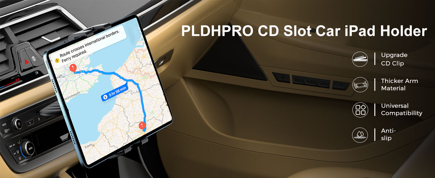 PLDHPRO iPad Holder for Car CD Slot, Adjustable Tablet Mount Air Vent Stand
