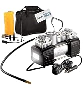 Asani 12V Air Compressor - Portable &amp; Compact Tire Pump, 150 PSI Heavy-Duty Double Cylinder Tire ...