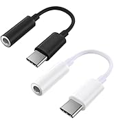 QAJOPFN 2 Pack USB C to 3.5mm Headphone Jack Adapter, Hi-Fi DAC Audio Converter with Microphone, ...