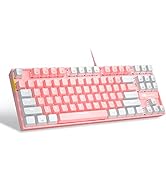 75% Mechanical Gaming Keyboard with Red Switch, MageGee LED White Backlit Keyboard, 87 Keys Compa...