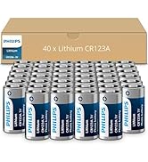 Philips CR123A 3V Lithium Battery, Bulk 40-Pack,1600mAh 123a Batteries, 3V Batteries for Flashlig...