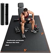 Rendpas Large Exercise Mat for Home Gym &amp; Garage Flooring- 6'x4' /7'x5'/10'x6' (8mm), Non-Slip, H...