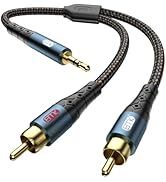EMK 3.5mm to 2RCA Cable 24K Gold-Plated Nylon Braided RCA to Auxiliary Stereo Audio Headphone Mal...