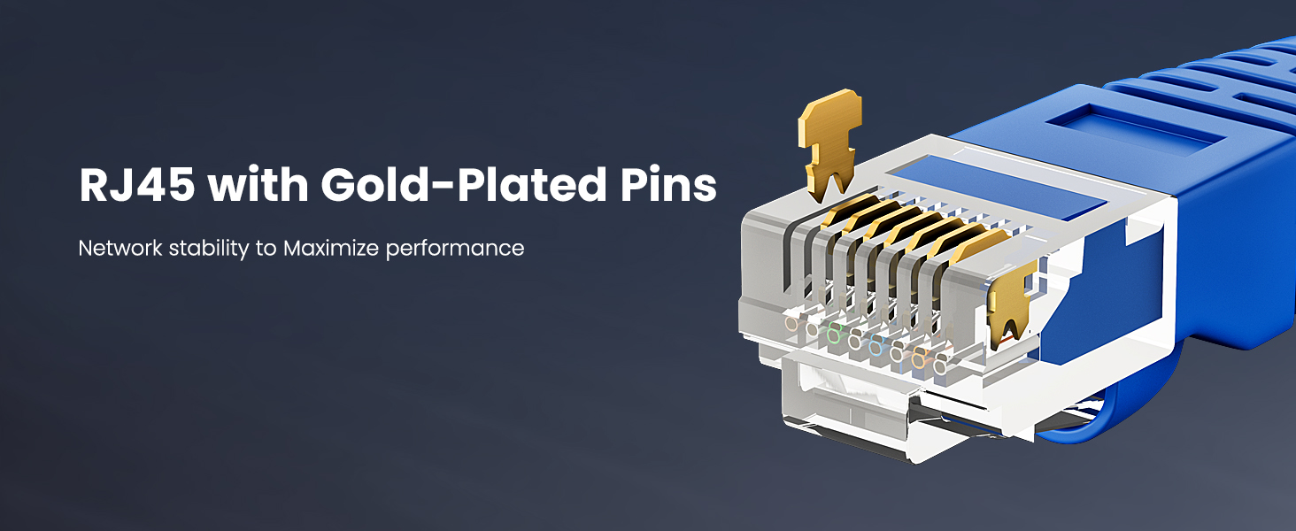 cat6 ethernet cable rj45 gold plated pins network stability to maximize performance