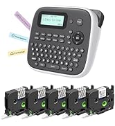EazeID Label Maker with 5PK Clear Tapes Bundle, Portable Kids Label Printer, QWERTY Keyboard Labe...