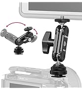 R098 Cold Shoe Monitor Mount, 1/4" Rotatable Dual Ballhead Hot Shoe Mount Microphone Fill Light C...