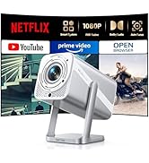 [4K Support/Auto Focus/360°Adjustable Stand]Smart-Projector-4K with WiFi 6 and Bluetooth5.2, Nati...