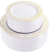 COLOSUS 100pcs Thanksgiving Gold White Plastic Plates Disposable Heavy Duty Party Plates set incl...