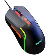 Wired Gaming Mouse, 3600DPI Optical Sensor, Rainbow Optical Effect Lightsync RGB, 7 Programmable ...