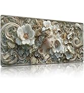 Intricate Floral Goddess Flat Relief Mouse Pad, Artistic White Flower Goddess Art Mousepad - Larg...