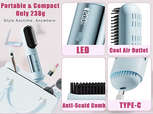 Cordless Hair Straightener Brush