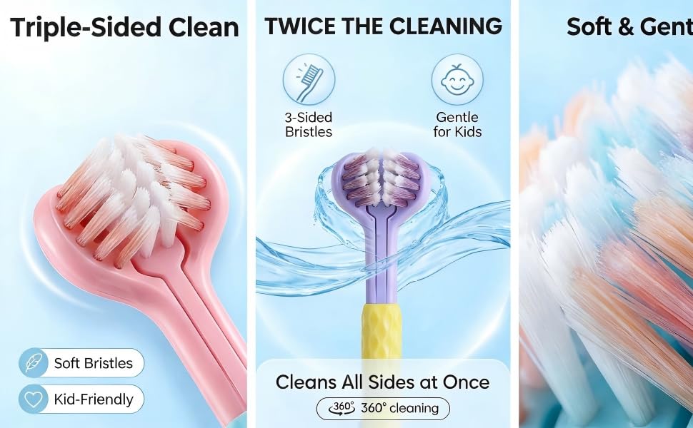 3 sided toothbrush kids