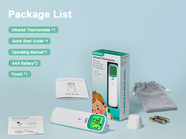 Synolmedic Thermometer for Kids and Adults,Baby Ear Thermometer Infrared Digital Thermometers