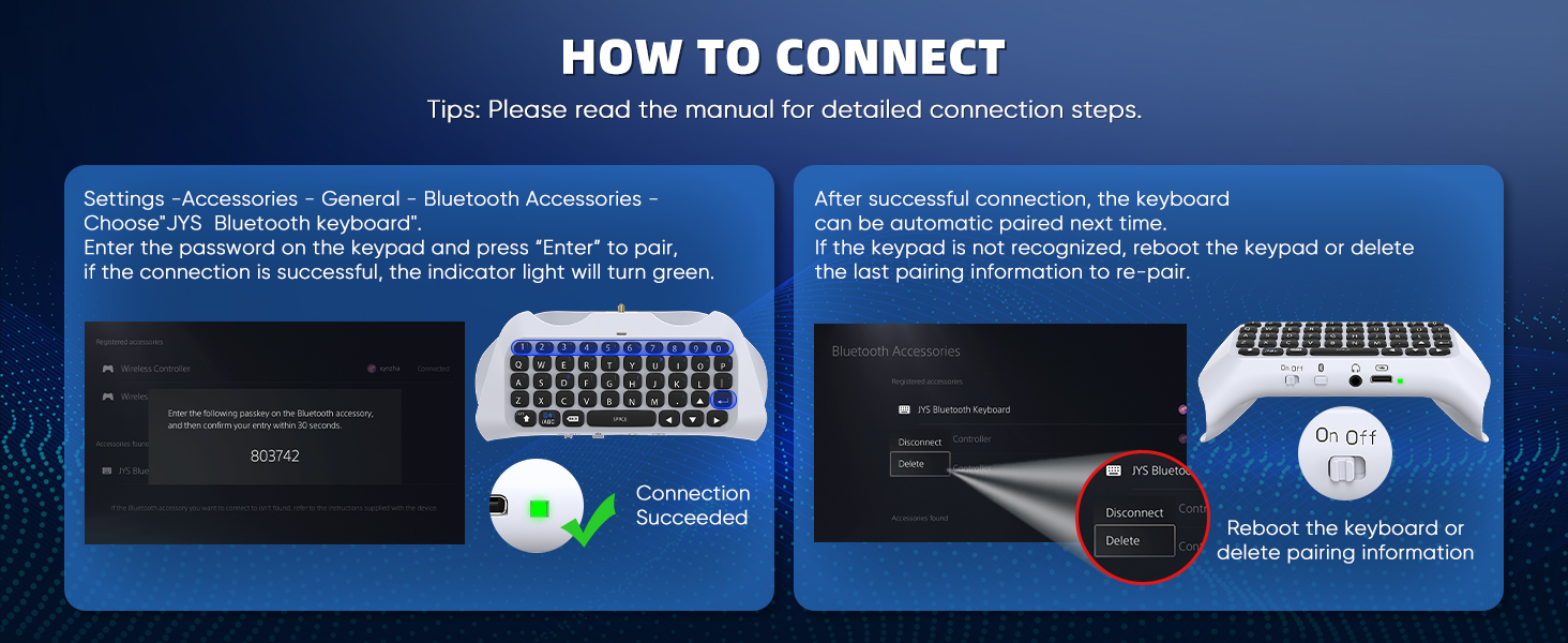 Enter the passkey on the wireless keyboard and then confirm ENTRY