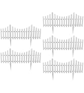 DOITOOL Flexible White Picket Fence Garden Border, 5 Pcs Decorative Landscape Edging Fences, Gras...