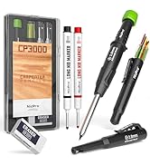 Nicpro Carpenter Pencil with Sharpener, CP3000 Construction Pencils with 6 Refills in a Lead Disp...