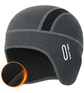 Thermal Fleece Skull Cap Beanie with Glasses Holes, Ear Warmer Helmet Liner, Winter Cycling Hat B...