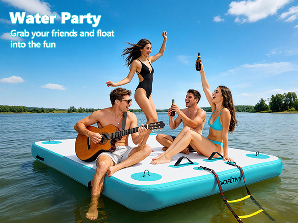 Inflatable dock floating platform