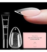 MelodySusie Short Almond Gel Nail Tips Kit-300Pcs Pre-Building Apex Fake Nail Tips 20g Solid Nail...
