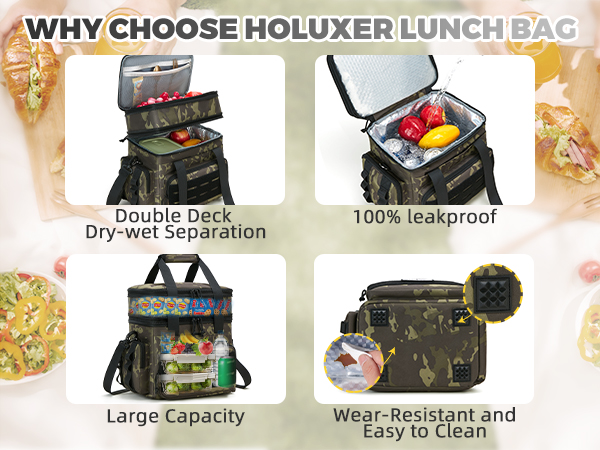 double deck large lunch box for men Heavy duty lunch box for adults lunch bag Expandable