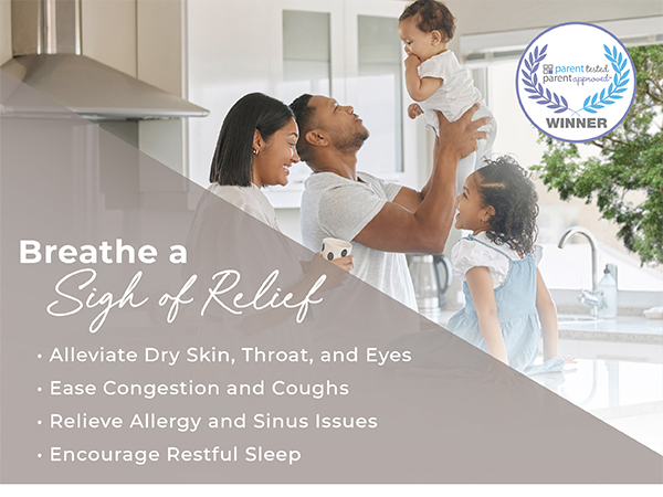 breathe a sigh of relief dry skin throat eyes ease congestion coughs relieve allergies improve sleep