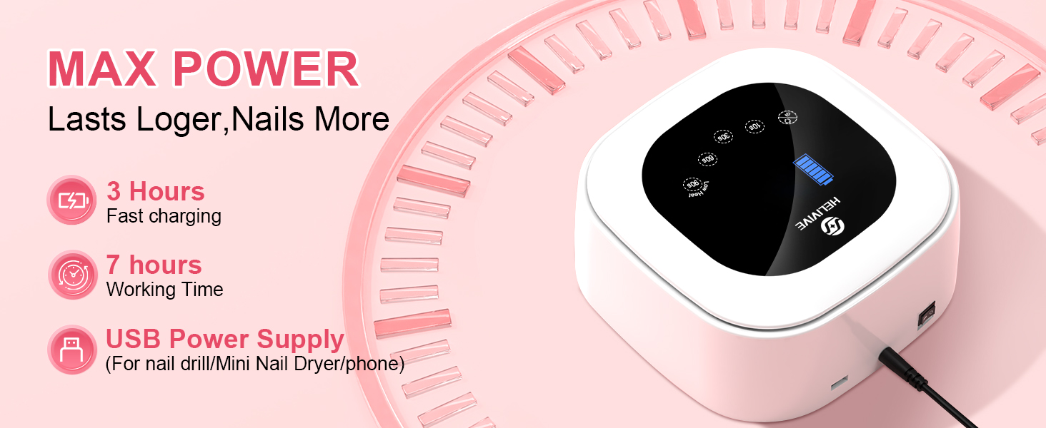 Long-lasting,After just 3 hours of charging, get up to 7 hours of working time.