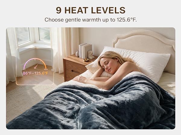 electric heated blanket full throw queen throw fast even heating auto off timer flannel sherpa soft