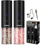 UNIOVC Electric salt and Pepper Grinder Set,Electric Pepper Grinder with LED Light,Large Capacity...