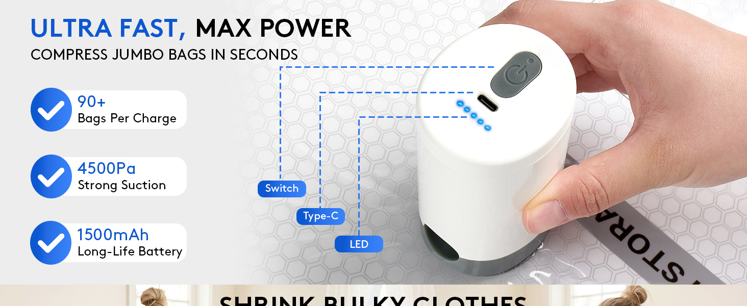 travel vacuum bags with pump