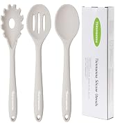 Silicone Cooking Spoons, Heat Resistant Large Silicone Pasta Slotted Spoon Solid Basting Spoon se...