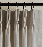 Flax Linen Curtains Pinch Pleated 84 Inch Length 2 Panels for Living Room Bedroom Burlywood Birch...
