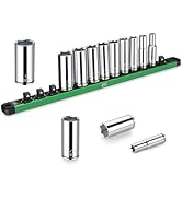 SK 3/8" Drive Socket Set, Deep SAE Sockets, 13-Piece 1/4" to 1", SuperKrome Finish, Premium CR-V ...
