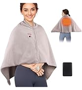 comfheat Cordless Heated Blanket, Battery Powered Heated Shawl Wrap Wearable Travel Blanket for B...