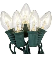 Goothy C7 Christmas Lights 25Ft C7 Clear Outdoor Lighting Incandescent String Lights with 25 Warm...