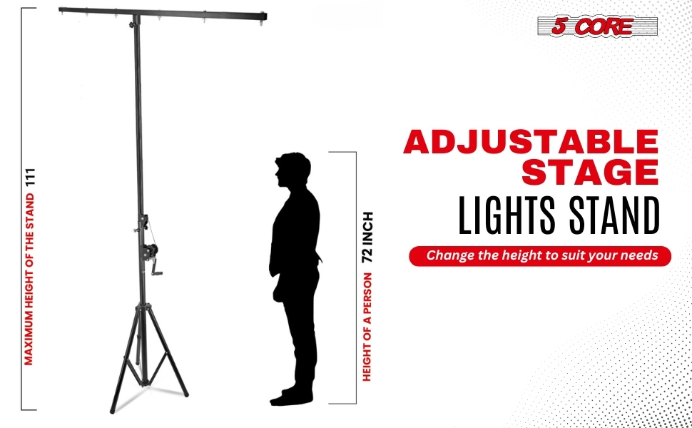 5Core DJ Light Stand Crank up Adjustable 39-100 Inch T bar Stage Lights Stands