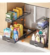 LIAISIMI 2 Pack Under Sink Organizer, 2 Tier Slide Out Cabinet Organizer with Pulley, Height Adju...